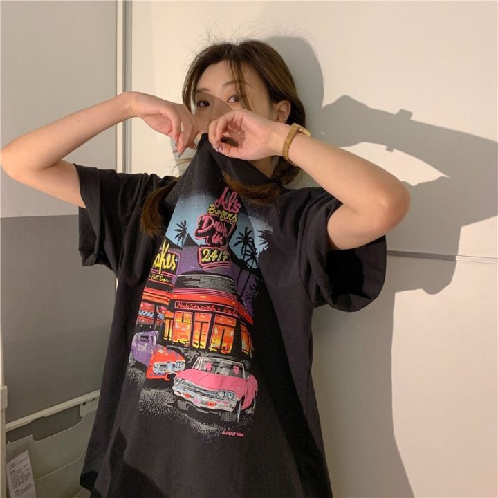 พร้อมส่ง-เสื้อยืดทรงoversize-ลายวินเทล-no-226