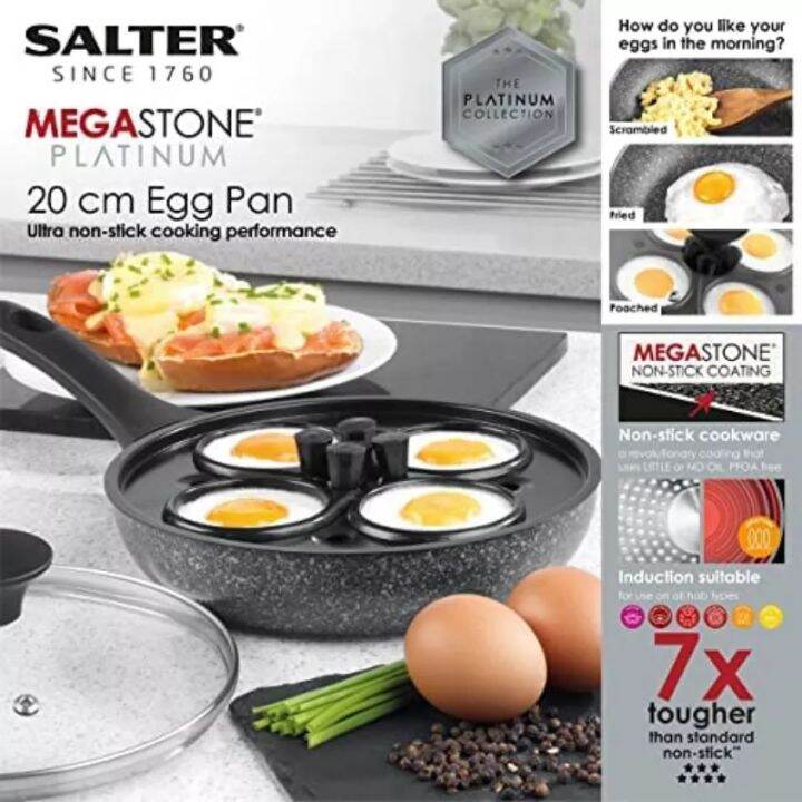 Salter Marble collection Nonstick Egg Poaching Pan with Lid, 20cm