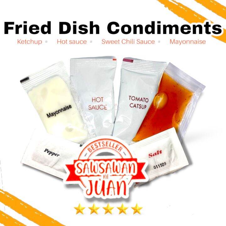 Food Condiment Ketchup, Hot Sauce, Mayonnaise 50pcs salt and pepper