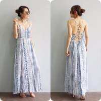 Maxi dressโบฮิเมียนขาว