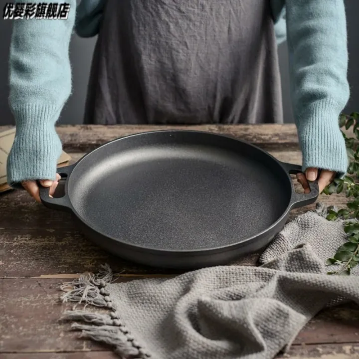 Real Stainless Cast Iron Wok Old-fashioned Iron Wok Uncoated Household Pig Iron Wok Pan Flat Bottom Gas Induction Cooker Universal