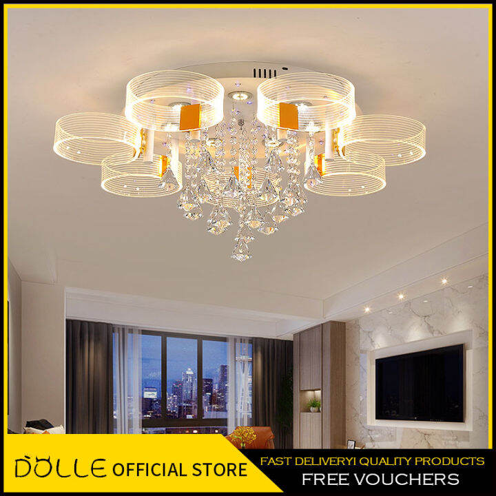 【Free Bulb+PH Local】DOLLE 3 Colors Ceiling Light Chandelier for Living