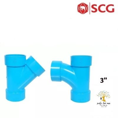 SCG ข้อต่อสามทางทีวาย สามทางวาย แบบบาง อุปกรณ์ท่อร้อยสายไฟ PVC สีฟ้า ขนาด  3 นิ้ว เอสซีจี