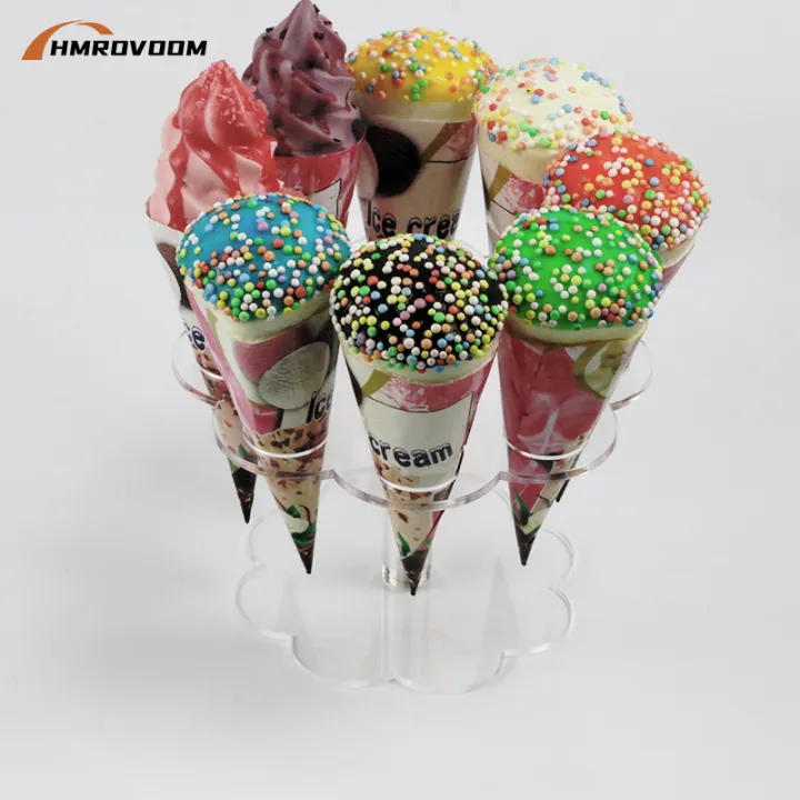 HMROVOOM หลมดอกไมอะครลก Ice Cream Rack หลม Acrylic Cone Holder ขาตง Lazada co th