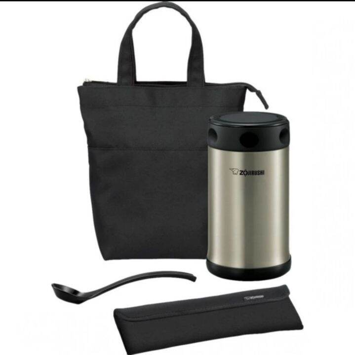 ZOJIRUSHI Lunch Box Termico SZ-JB02-BA: Contenitore Isolante In Acciaio Inox Con 3 Ciotole E Borsa Trasformabile In Tappetino