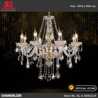 โคมไฟห้อยช่อ Chandelier ประดับตกแต่งด้วยเม็ดคริสตัล หรูหราอลังการ สวยงามมากค่ะ SL-1-83913/8