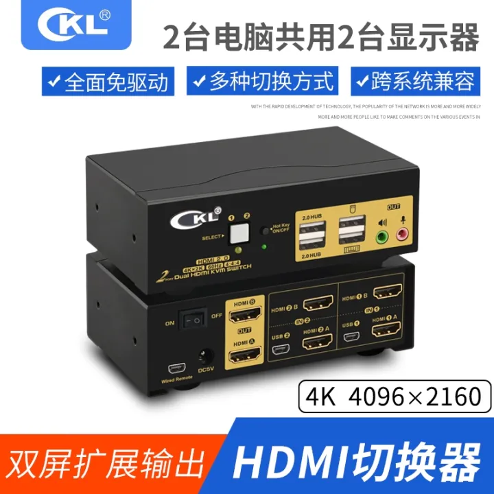 CKL KVM DualChannel Automatic Switch HDMI One Control Two USB2.0/4