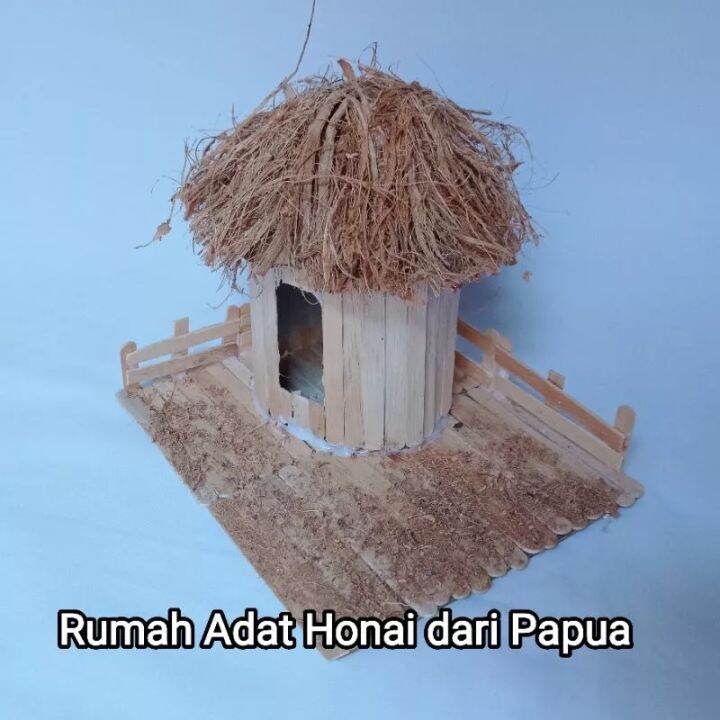 Miniatur Rumah Adat Honai Dari Papua Dari Stik Es Krim Lazada Indonesia