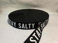 ยางยืดขอบเอว ลาย STAY SALTY สีดำ หน้ากว้าง 3.00 cm /ขายเป็นเมตร