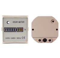 เครื่องนับชั่วโมงการทำงาน (HOUR METER) สำหรับอ่านชั่วโมงการทำงานของตัวอุปกรณ์ไฟฟ้าเช่น มอเตอร์ เพื่อสำหรับซ่อมบำรุงหรือเปลี่ยนอะไหล่ต่างๆ ระบบไฟ 220-240V 50 Hz ขนาด 48×48 มม.และขนาดเจาะรู 45×45 มม.