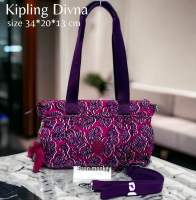 Kipling Shop ของแท้เบลเยี่ยม กระเป๋าถือสะพาย Kipling DIVNA Wall pap purple print