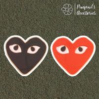 ʕ •ᴥ•ʔ ✿ พร้อมส่ง : เข็มกลัดเซ็ทหัวใจสีแดงและสีดำมีดวงตา | Red &amp; Black Heart With Eye Enamel Brooch Pin Set.