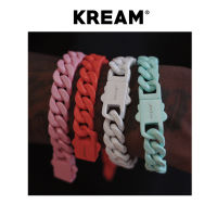 [พิเศษแฟชั่น Woo] สร้อยข้อมือคิวบาหลากสี kream รุ่นเดียวกับฮิปฮอปสำหรับผู้ชายและผู้หญิง cuban สำหรับคู่รัก