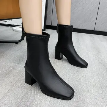  Women's Vintage Leather Zipper High Snow Boots, Fashion Large  Size Boots Women Autumn Long Tube Zipper Low Heeled Shoes Boots Pointed  Boots Knight Boots