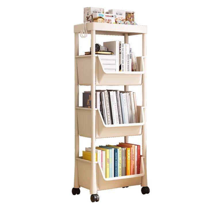 LIKHA Moving Book Shelf Trolley Cart 2/3/4/5 Tier Moving Rack Bookshelf