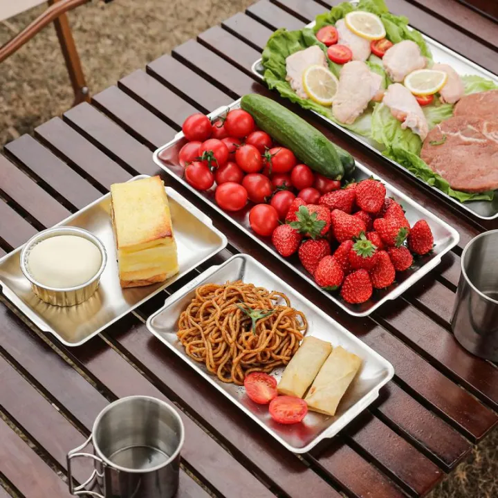 Outdoor 304 Stainless Steel Barbecue Plate Barbecue Tray Tableware Bowl