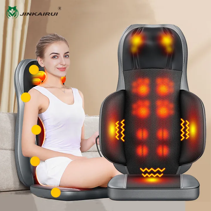 Jinkairui Neck Back Shiatsu Massager Kneading Massage Cushion With Heat Full Back Massager Home 5744