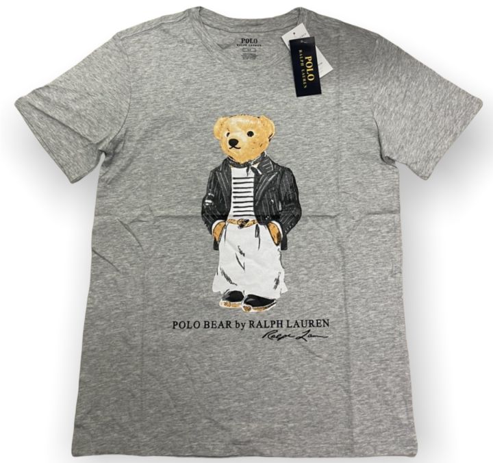 เสื้อยืดแขนสั้น-เสื้อยืดผู้ชาย-เสื้อ-polo-หมี-ผ้าคอตตอน-100-มีไซส์-m-l-xl