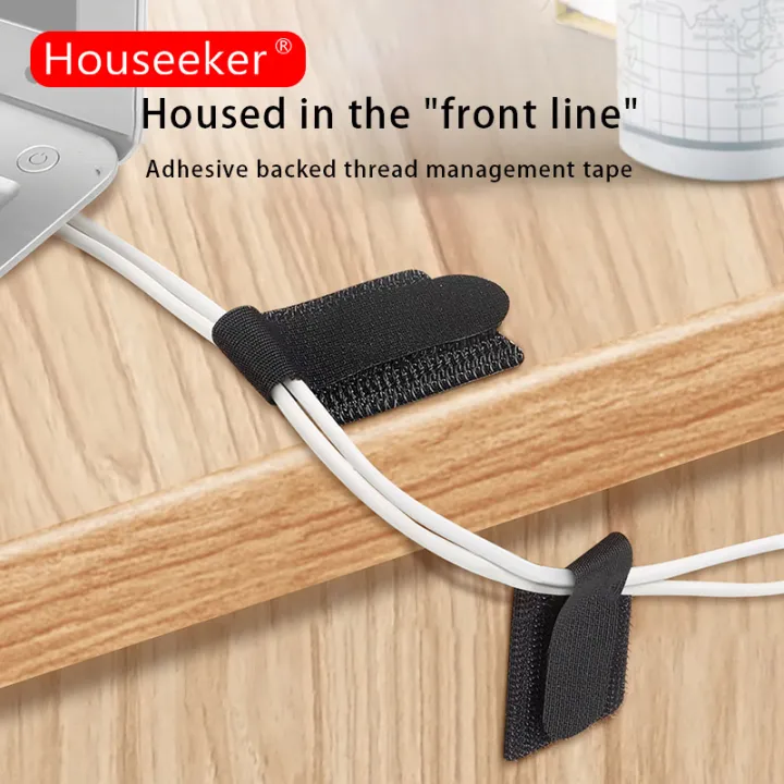 Houseeker 10 PCS Velcro Wire Organizer Selfadhesive elcro Cable Tie Reusable Fastener Tape