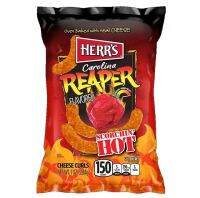 เฮอร์ ข้าวโพดอบกรอบรสพริกแคโรไลนา รีเปอร์ พริกที่เผ็ดสุดในโลก Herr Carolina Reaper Curl Corn Stix 184g.