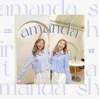 ?Amanda Shirt? เชิ้ตลายทางแขนยาวสีฟ้าสุดคูล (315.-)