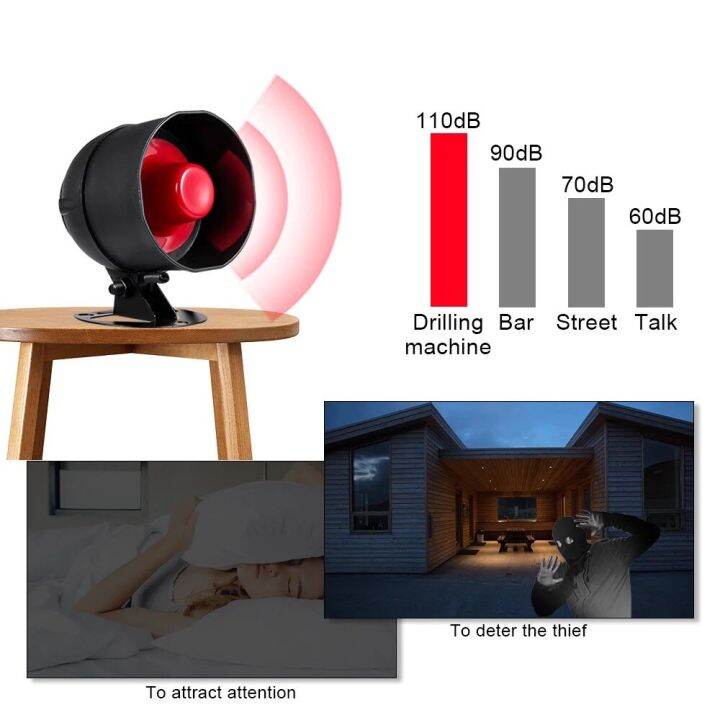 Solar Alarm Sensor Dog Barking Home Outdoor Security Siren Alarm for