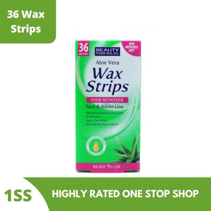Beauty Formulas AloeVera Wax Strips Hair Removal Face & BikiniLine, 36