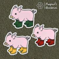 ʕ •ᴥ•ʔ ✿ พร้อมส่ง : เข็มกลัดเซ็ทลูกหมูสามตัว | Three Little Pigs Enamel Brooch Pin Set.