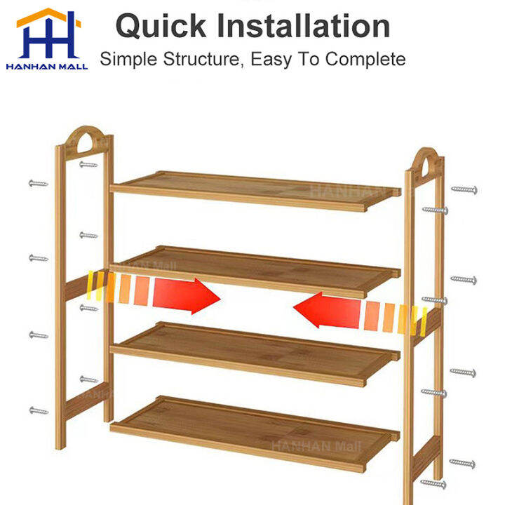 【COD】8 Layer Bamboo Shoe Rack Organizer 3/4/5/6/7/8 Layer Wooden Rack