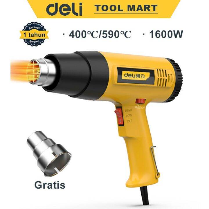 Deli Hot Gun 140W1600W Heat Gun Hot Air Gun Plastik Dua Suhu Pistol