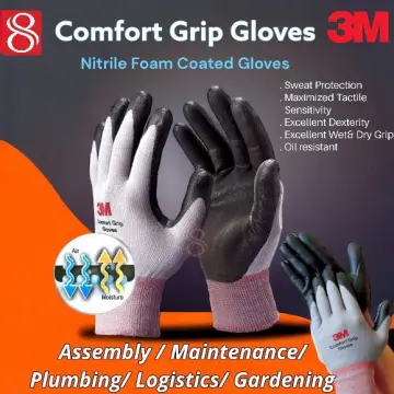 100 pairs] 3M Comfort Grip Gloves Nitrile Foam Coated Sports Work Gloves  Gray