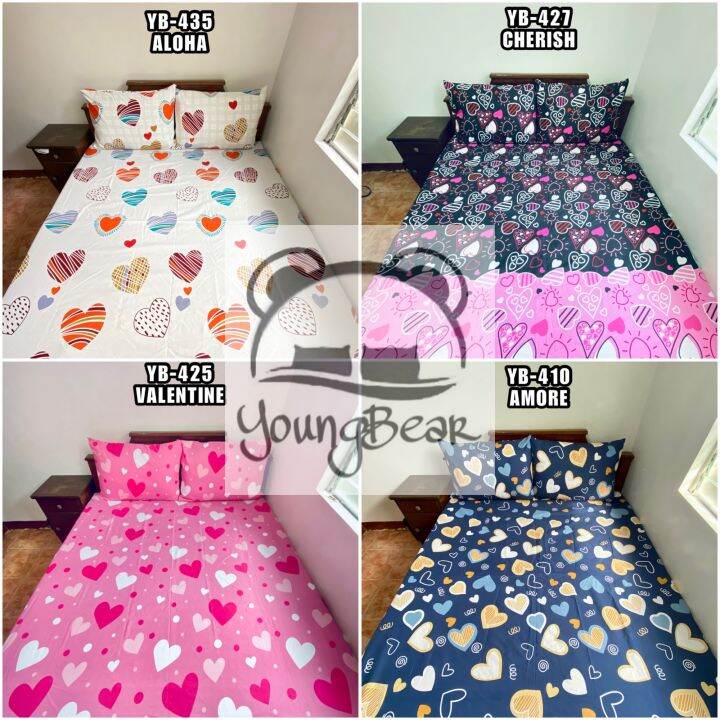 4YoungBears Hearts 3in1 Canadian Cotton Bedsheets Lazada PH