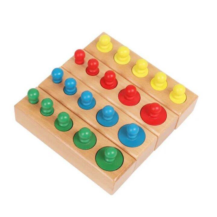 MONTESSORI CYLINDER WOODEN TOY COLOR AND SIZE SORTER EDUCATIONAL TOY ...