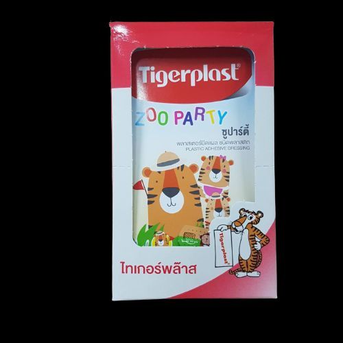 tigerplast-zoo-party-พลาสเตอร์ลายการ์ตูน-1-กลอง-10-ซองๆละ-8-ชิ้น