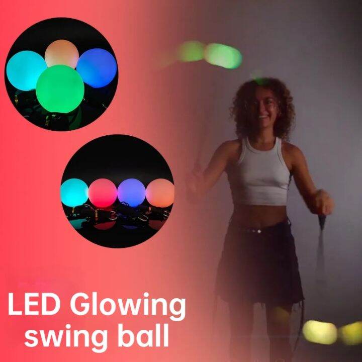 Poi Balls LED Glow Toy Light Up Balls Rainbow High Strobe Spinning Ball