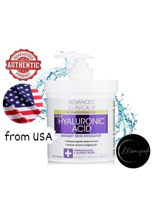 Advanced Clinicals Hyaluronic Acid Body Lotion & Face Moisturizer W