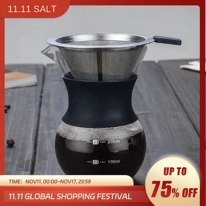 Glass Coffee Pot with Stainless Steel Filter Dripbrewed Hot Coffee Pot