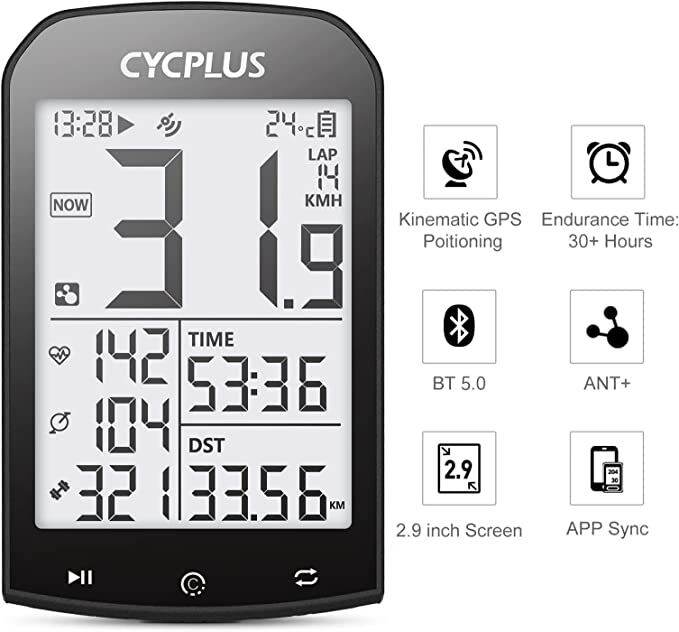 Cycplus Đồng Hồ Đo Tốc Độ Không Dây Gps 2.9 Inch M1 Máy Tính Xe Đạp Ant +  Mtb Đồng Hồ Bấm Giờ Đạp Xe Không Thấm Nước Cảm Biến Tốc Độ