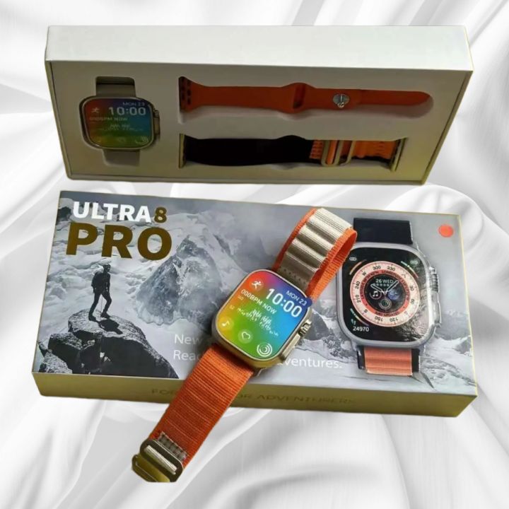 ultra8-pro-นาฬิกาสมาร์ทวอทช์-หน้าจอ49มม-รองรับภาษาไทย-มีสาย2เส้น-สายซิลิโคนและสายผ้า