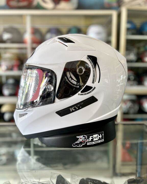 HELM KYT K2 RIDER SOLID WHITE HELM FULL FACE DOUBLE VISOR FLAT VISOR