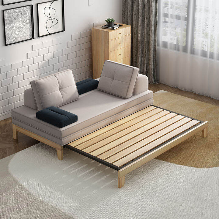 Solid Wood Foldable Sofa Bed DualUse Small Apartment MultiFunctional