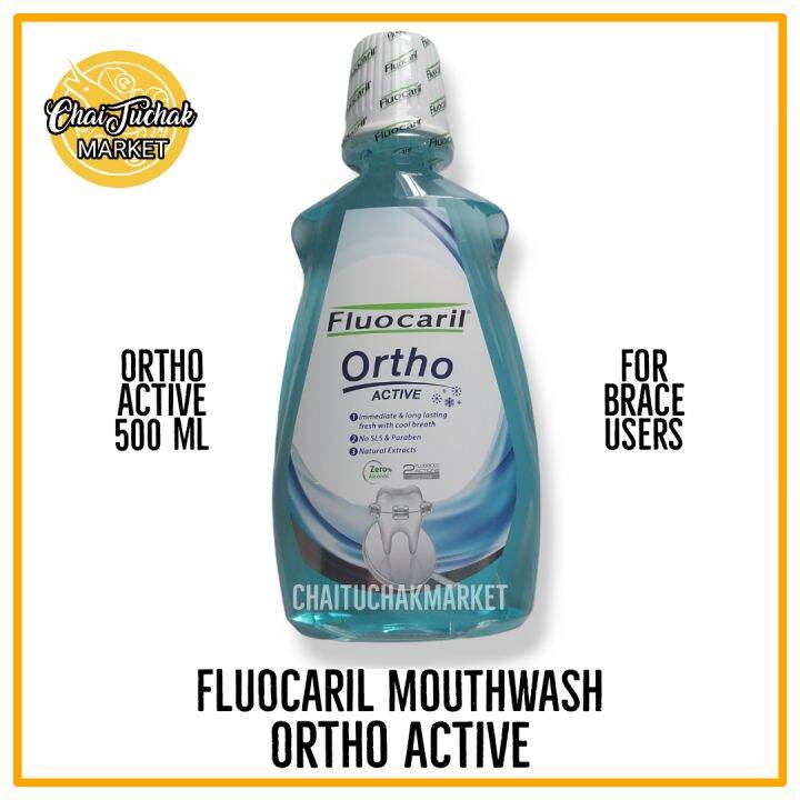Fluocaril ORTHO MOUTHWASH ACTIVE for BRACE USERS 500ml Zero Alcohol