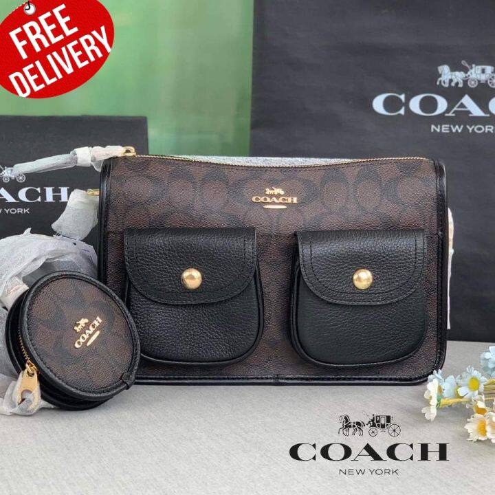 COACH PENNIE CROSSBODY WITH COIN CASE IN SIGNATURE CANVAS / COACH