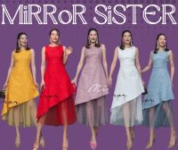 ?ป้าย Mirrorsister​ 20518.2 เดรสแขนกุดผ้าjacquard ทอลายดอกนูน คอกลมแขนกุด ช่วงกระโปรงทรงA มีดีไซน์เฉียงสโลปแต่งชายมุ้ง