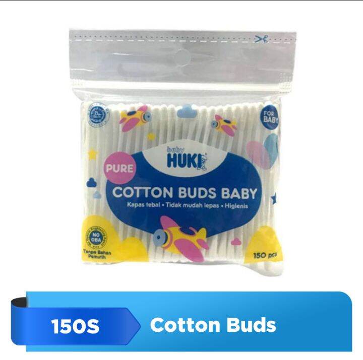 HUKI Cotton Buds Baby Pot/Zak isi 150/100 stick Lazada Indonesia