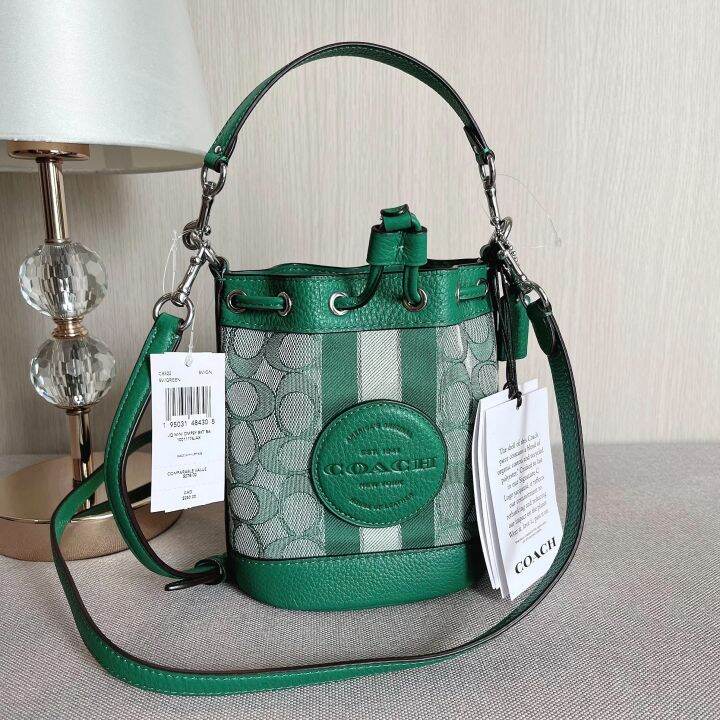 Coach Mini Dempsey Bucket Bag In Signature Jacquard With Stripe And Coach Patch Coach C8322 9672