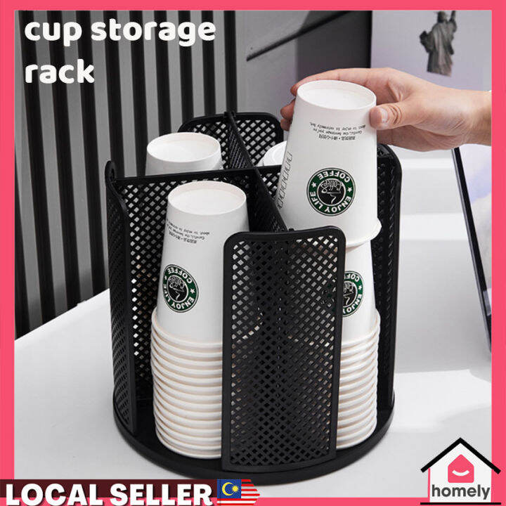 Coffee Cup Dispenser, Rotatable Cups and Lids Holder for 1016oz Cups 4