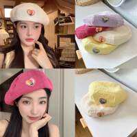 หมวกเบเรต์ผ้าย่น ปักหัวใจดอกไม้ มี 4 สี