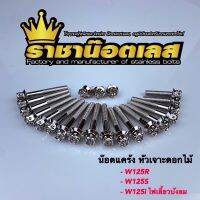 น๊อตแคร้ง น็อตแคร้ง W125R,W125S ทุกปี หัวเฟือง,หัวเจาะดอกไม้ (1ชุดได้23ตัว)