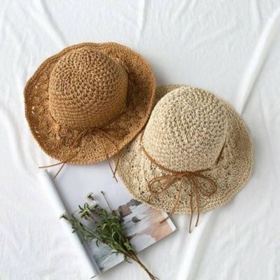 Hat หมวกสาน หมวกสาน เกาหลี หมวกสวยๆ  Handmade ปีกกว้าง มีโบว์